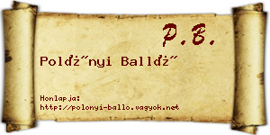 Polónyi Balló névjegykártya
